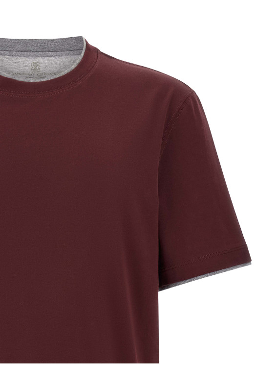 Двухслойная футболка  Бордо BRUNELLO CUCINELLI M0B137427CBB64
