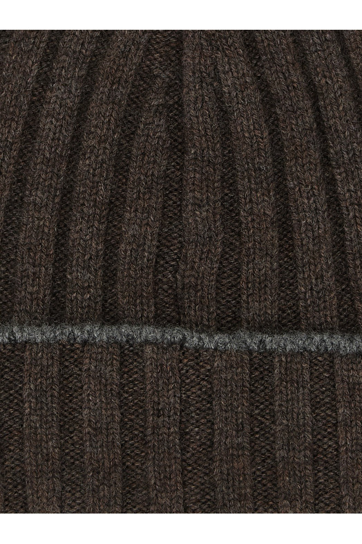 Cashmere turn-up beanie  Brown