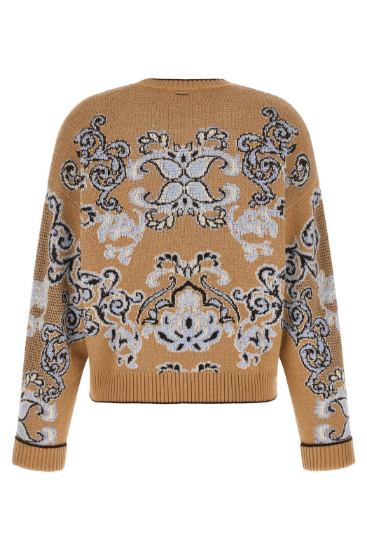 Jacquard wool blend sweater Brown