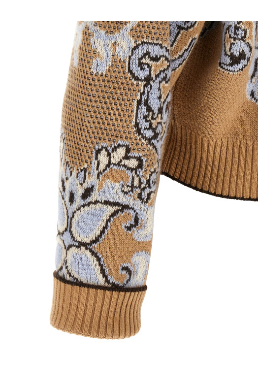 Jacquard wool blend sweater Brown