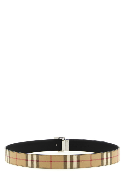 Logo buckle reversible belt Beige
