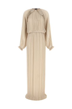 Long pleated dress Beige