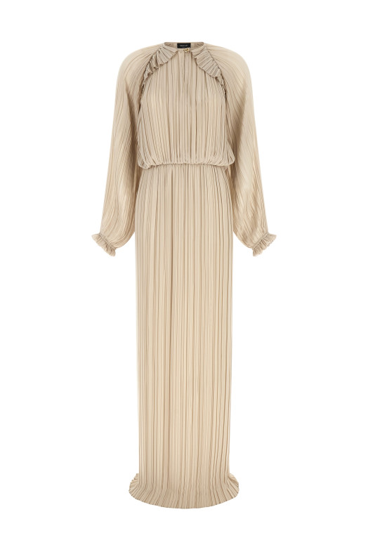 Long pleated dress Beige