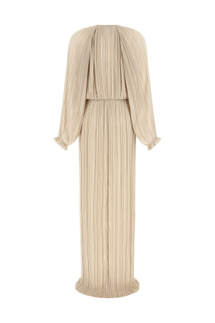 Long pleated dress Beige