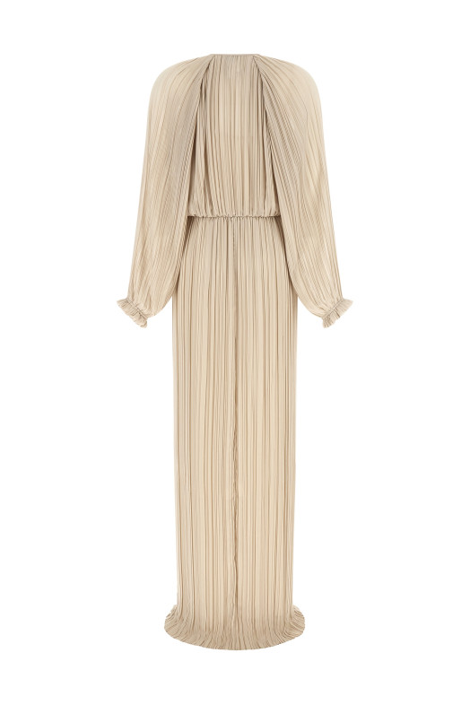 Long pleated dress Beige