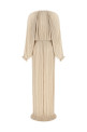 Long pleated dress Beige