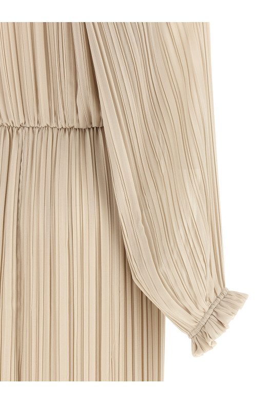 Long pleated dress Beige