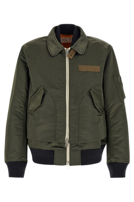 Двухслойный блузон зеленого цвета SACAI 2604039M531