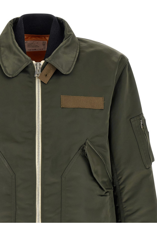 Двухслойный блузон зеленого цвета SACAI 2604039M531