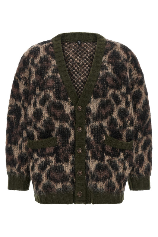 Кардиган с животным принтом, коричневый R13 R13WY198Y300BBROWNLEOPARDMOHAIR