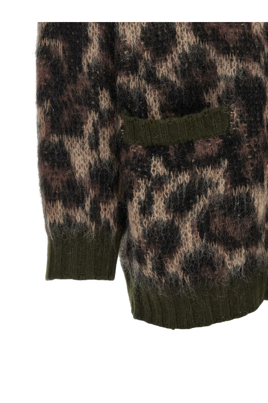 Кардиган с животным принтом, коричневый R13 R13WY198Y300BBROWNLEOPARDMOHAIR
