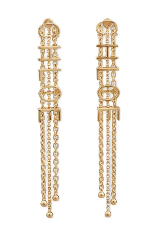 'Lettering' pendant earrings Gold