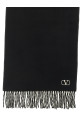 Cashmere scarf Valentino Garavani with fringes Black-grey