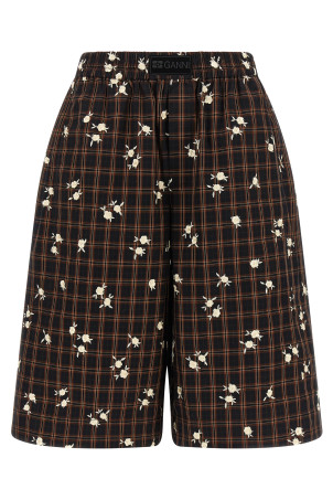 'Check Flower' bermuda shorts Brown
