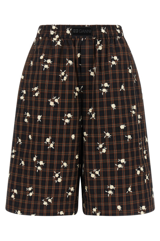 'Check Flower' bermuda shorts Brown