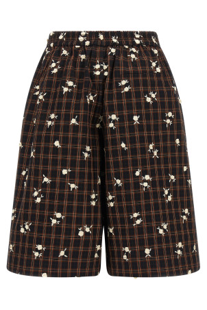 'Check Flower' bermuda shorts Brown