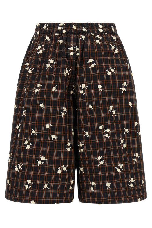 'Check Flower' bermuda shorts Brown