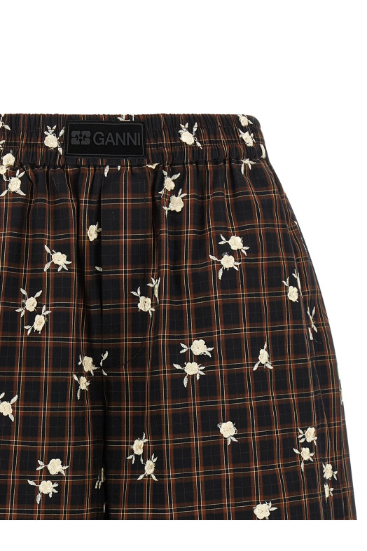 'Check Flower' bermuda shorts Brown