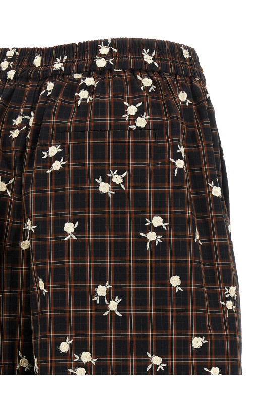 'Check Flower' bermuda shorts Brown