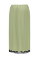 Satin froissé and lace skirt Green