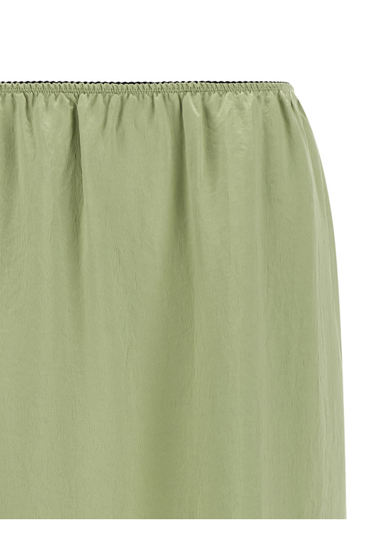 Satin froissé and lace skirt Green