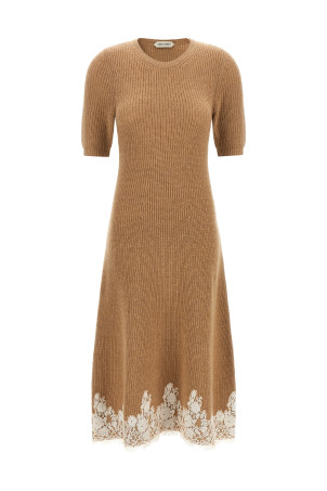 Lace hem dress Brown