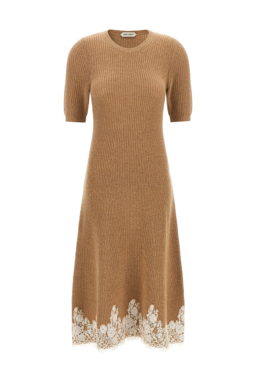 Lace hem dress Brown
