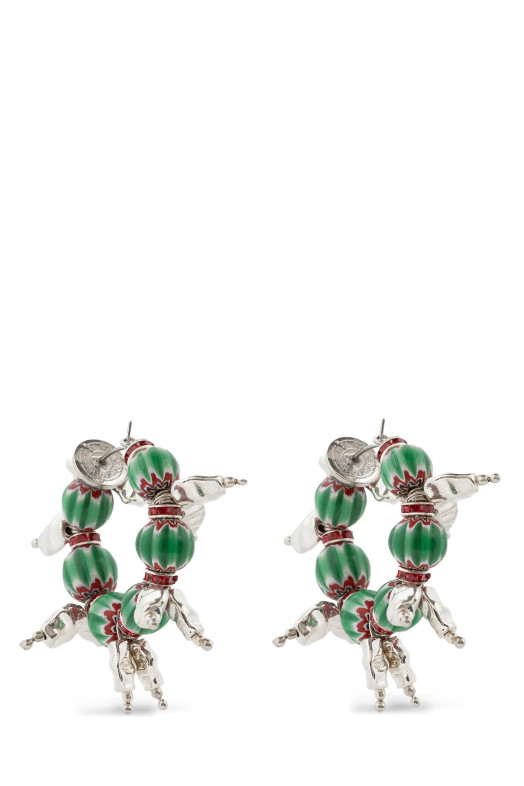 Rings earrings with beads Silver