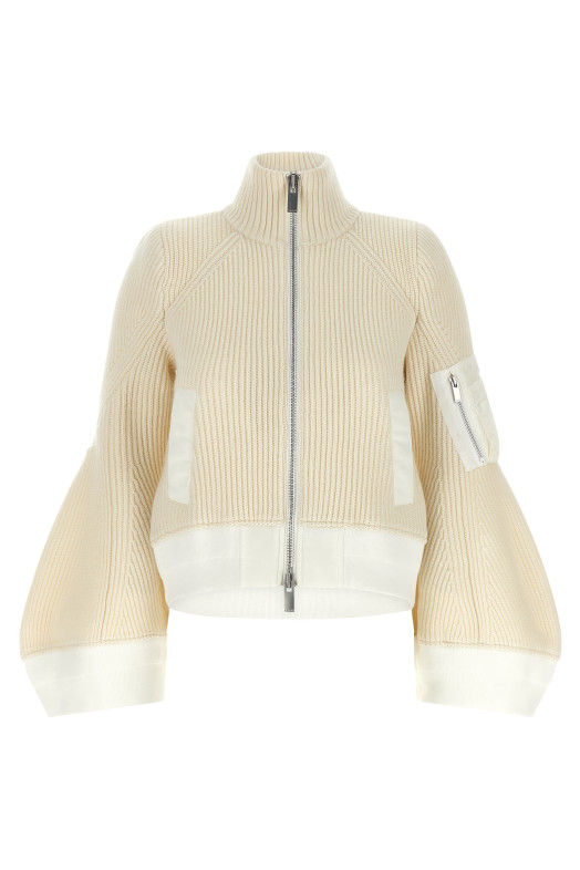 'Nylon Twill x Wool Knit' blouson White
