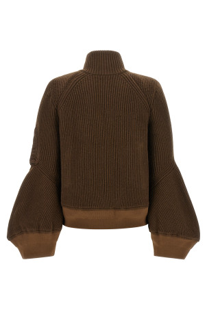 'Nylon Twill x Wool Knit' blouson Brown