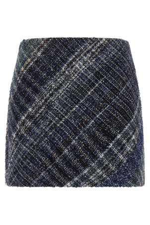 Check wool skirt Blue