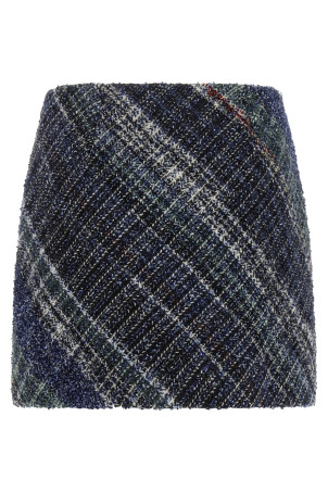Check wool skirt Blue