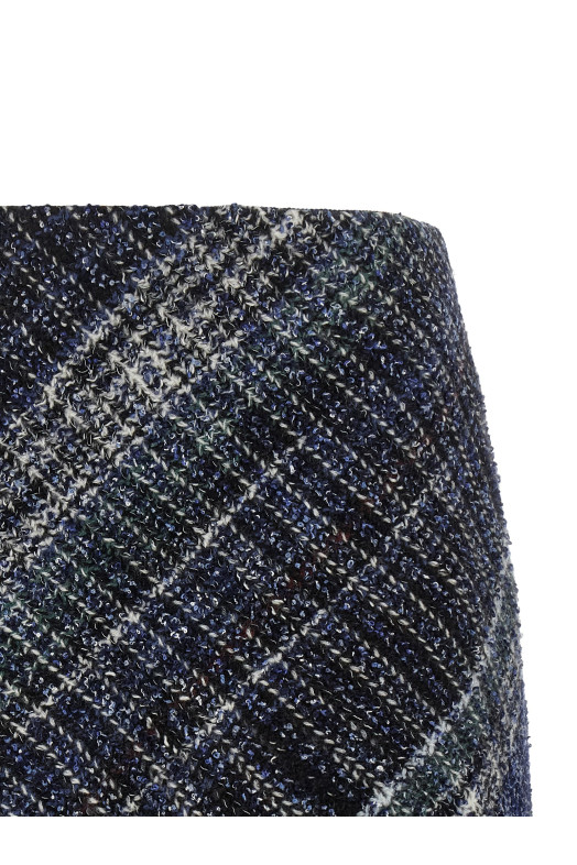 Check wool skirt Blue