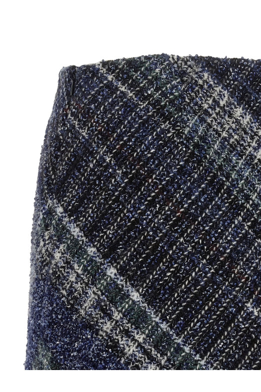 Check wool skirt Blue