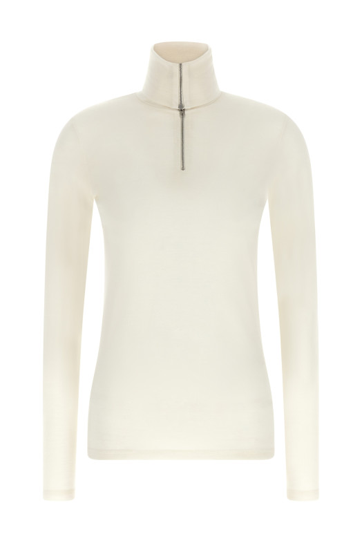 Свитер с полузастежкой-молнией, белый JIL SANDER J02GC0170J70021102