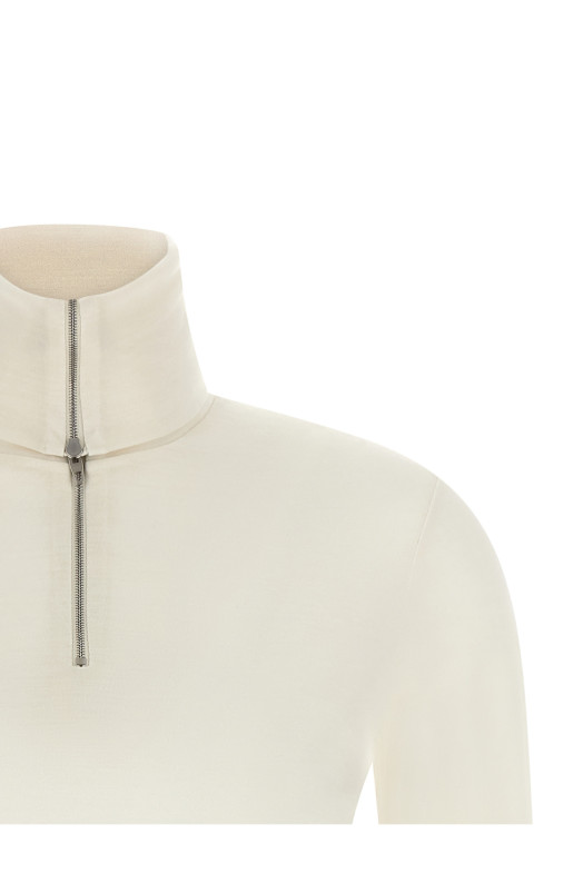 Свитер с полузастежкой-молнией, белый JIL SANDER J02GC0170J70021102