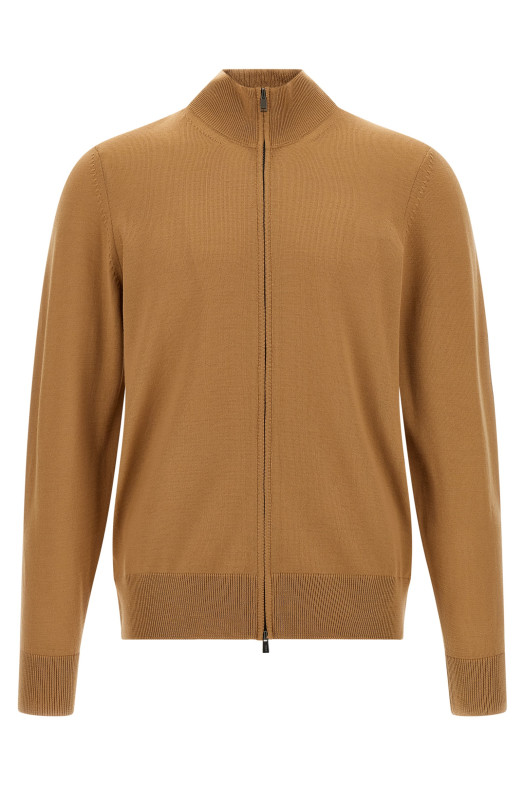 Shaved knit cardigan Brown