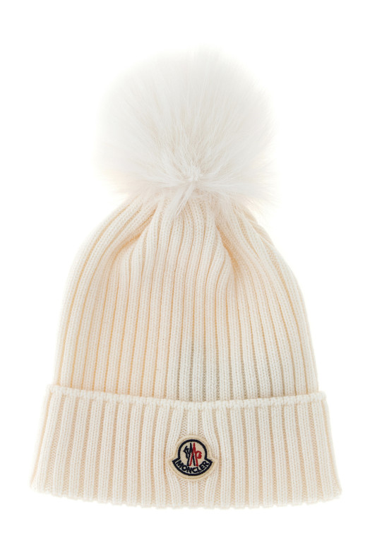 Pon pon wool beanie White