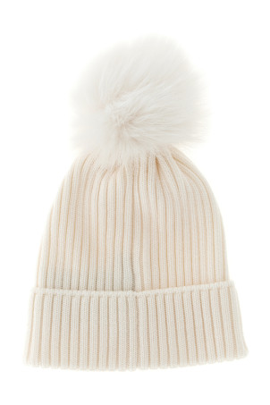 Pon pon wool beanie White