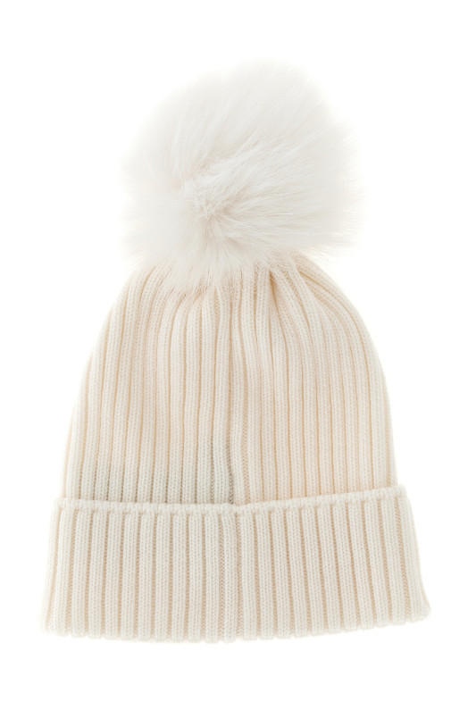 Pon pon wool beanie White