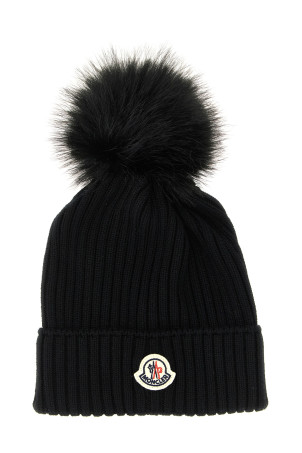 Pon pon wool beanie Black