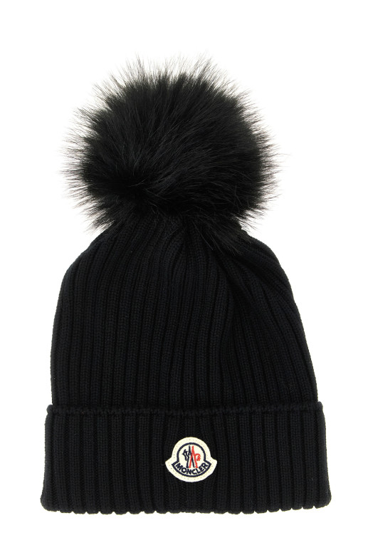 Pon pon wool beanie Black