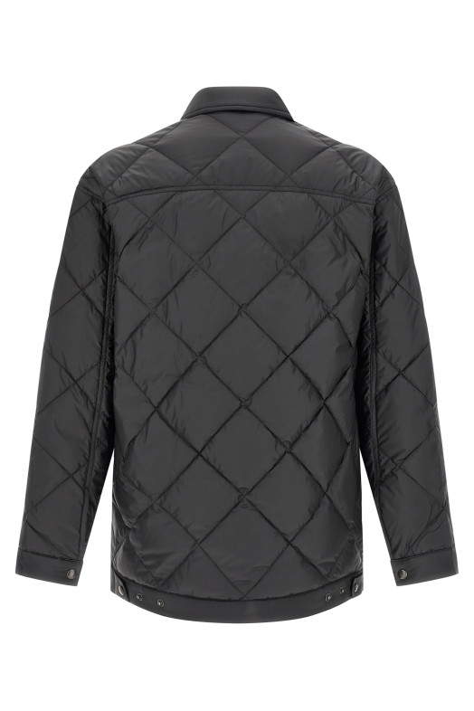 Quilted down jacket with logo Black