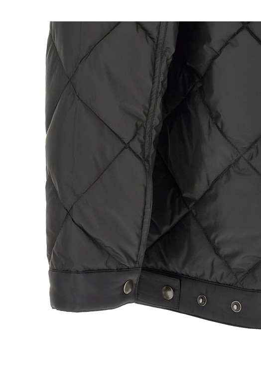 Quilted down jacket with logo Black