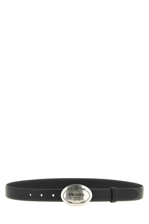 Ремінь з овальною пряжкою, чорний PRADA 1CM3102HILF0002