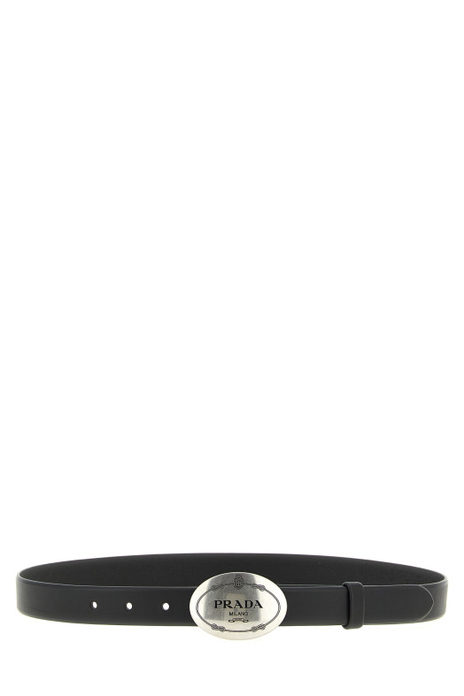 Ремінь з овальною пряжкою, чорний PRADA 1CM3102HILF0002