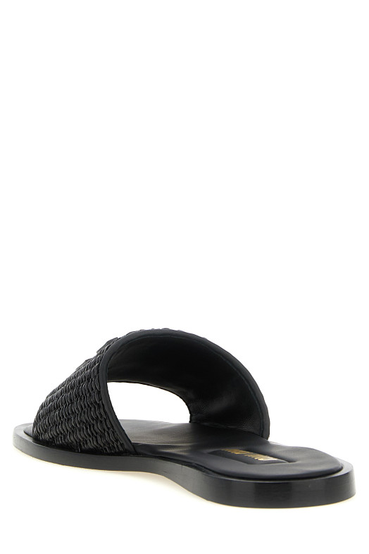 Braided slides with logo Black