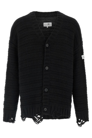 Кардиган из шерсти с эффектом потертости, черный MM6 MAISON MARGIELA SH0HP0005M13040900