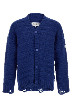 Кардиган из шерсти с эффектом потертости, синий MM6 MAISON MARGIELA SH0HP0005M13040483