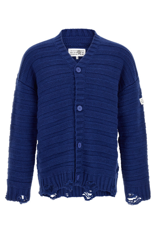 Кардиган из шерсти с эффектом потертости, синий MM6 MAISON MARGIELA SH0HP0005M13040483